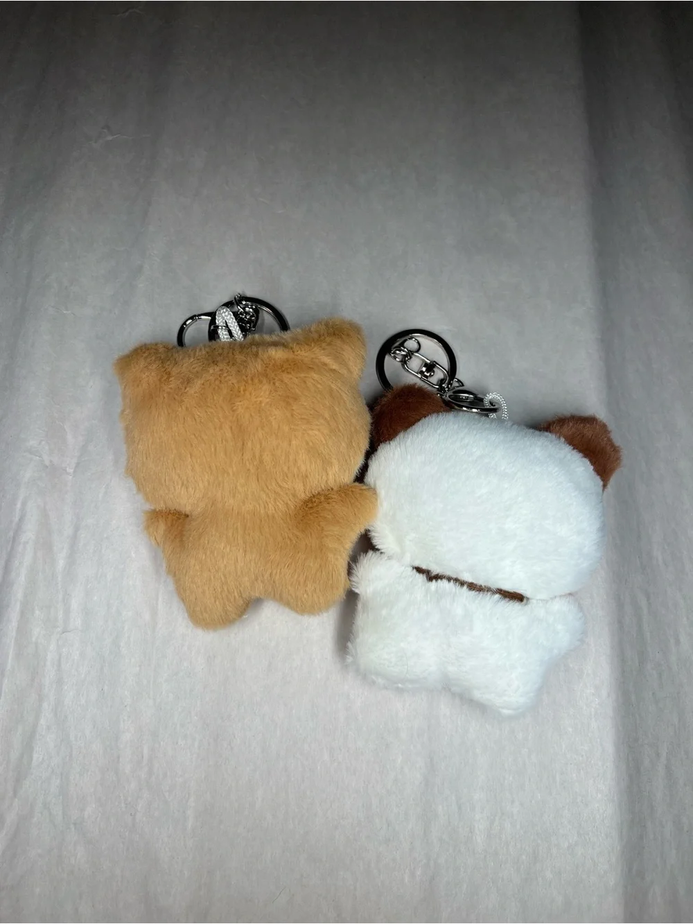 Dudu Bubu Cute Plush Animal Keychain Pair - Brown & White